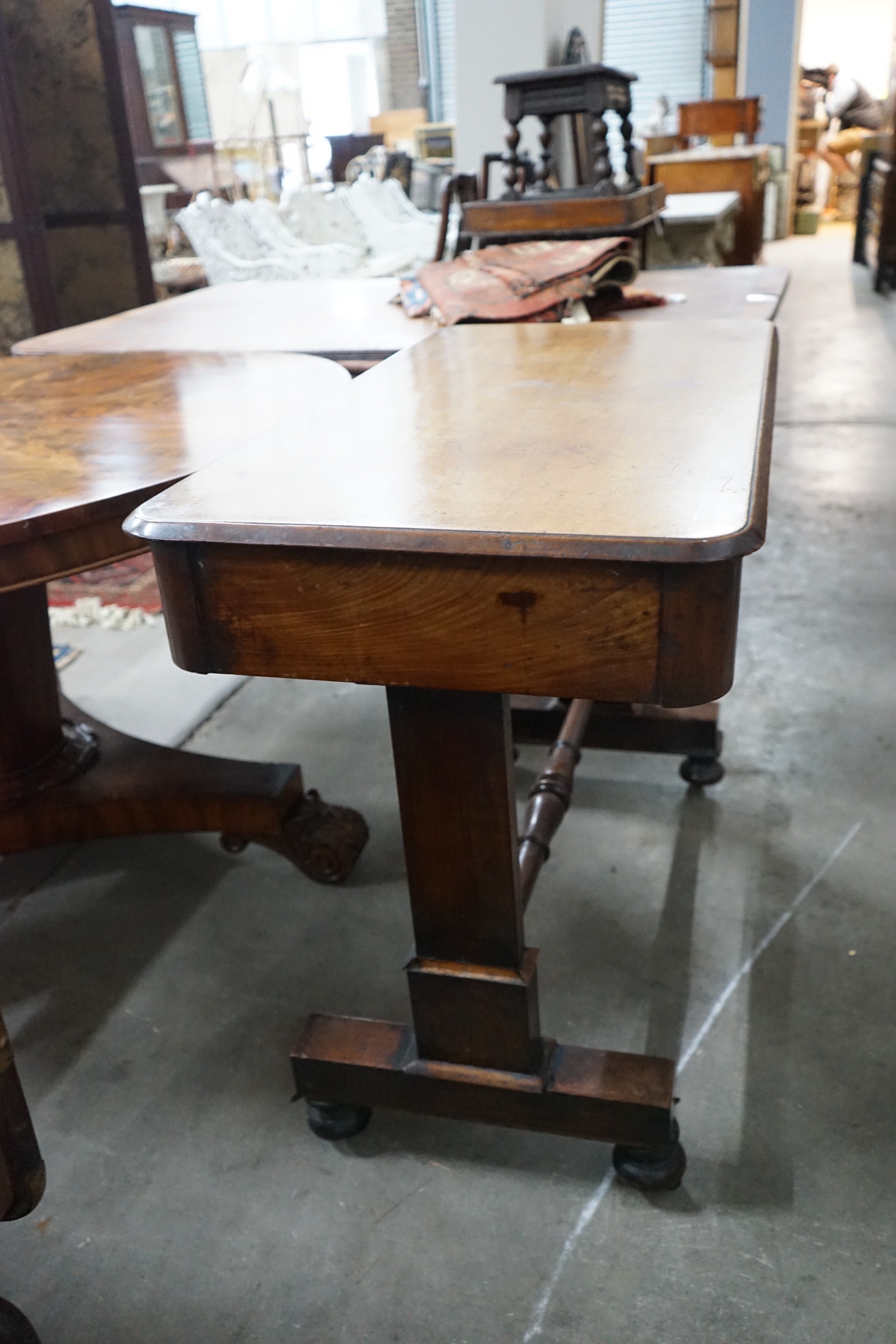 A Victorian rectangular mahogany two drawer centre table, width 100cm, depth 52cm, height 76cm